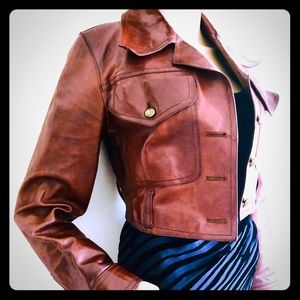 Vintage Prada Cropped Leather Fancy Bikers Jacket